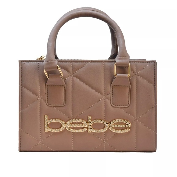 NWT BEBE Zaza Crystal Logo Mini Satchel Bag Pink - Picture 1 of 7